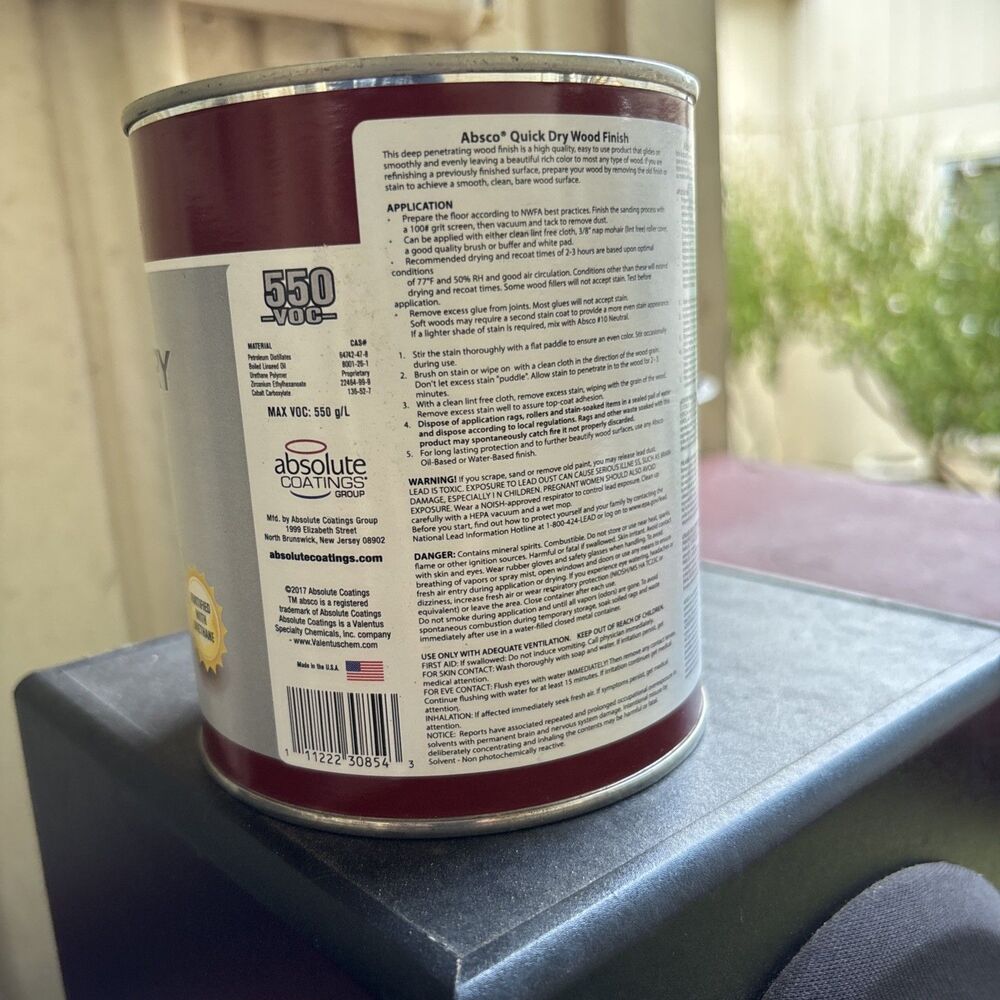 Absco Quick Dry Stain AGED BARREL 1 QT - Picture 2 of 2